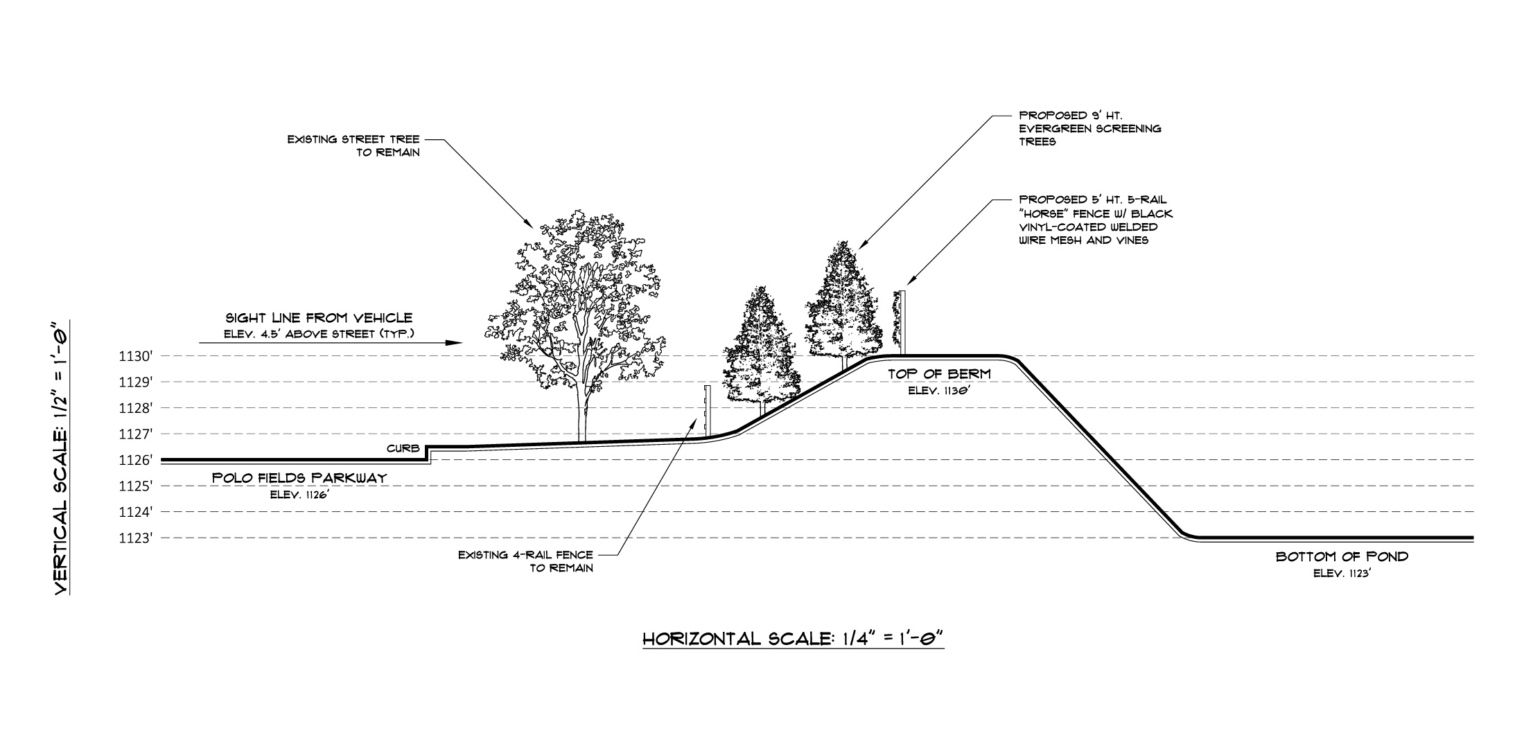 Berm section - drafted in AutoCAD.