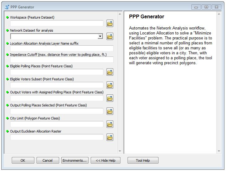 Python script and custom tool in ArcGIS, to select optimal polling place locations for a hypothetical election in the city of Brookhaven, GA. Used network analysis functions of ArcGIS/arcpy, particularly Location Allocation.